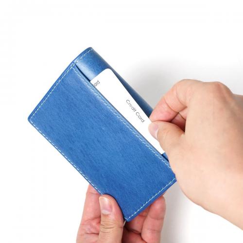 藍染めレザー ハーフ財布