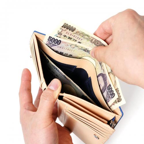 藍染めレザー ハーフ財布