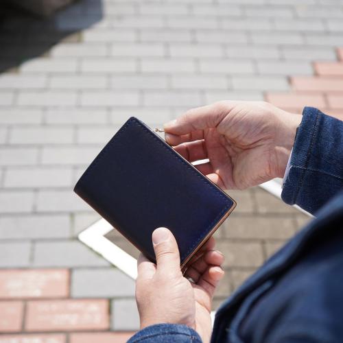 藍染めレザー ハーフ財布