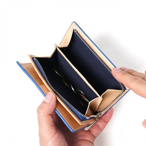 藍染めレザー ハーフ財布