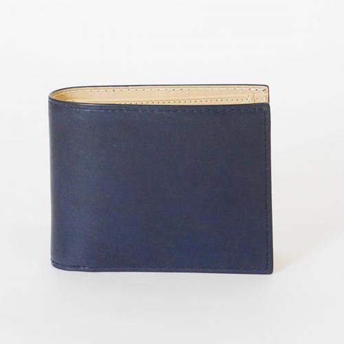 藍染めレザー 二つ折り財布