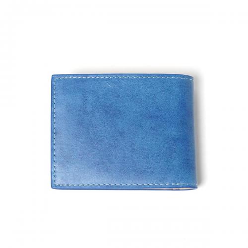 藍染めレザー 二つ折り財布