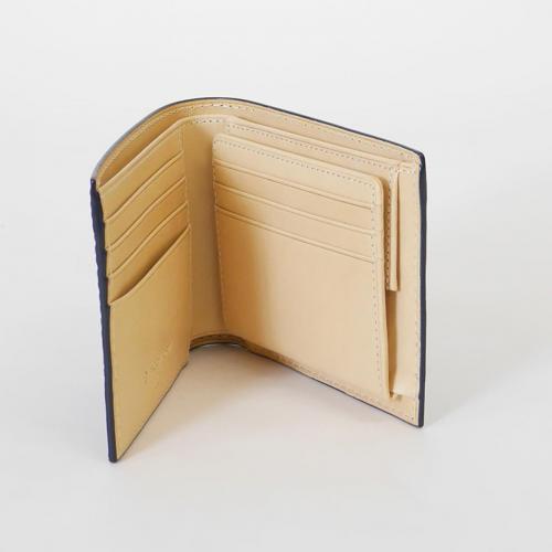 藍染めレザー 二つ折り財布