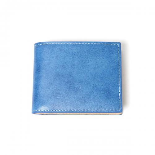 藍染めレザー 二つ折り財布