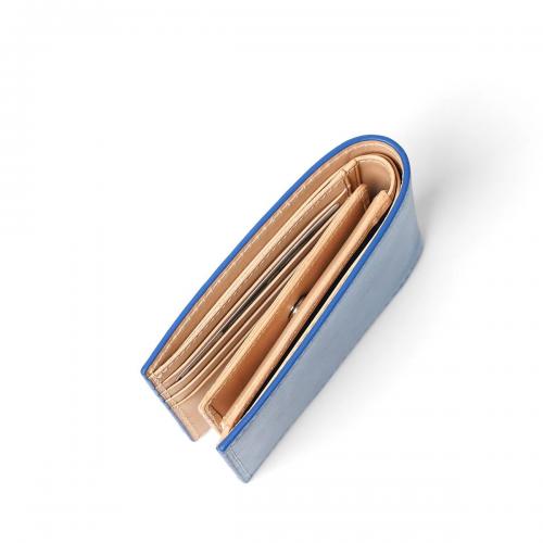 藍染めレザー 二つ折り財布