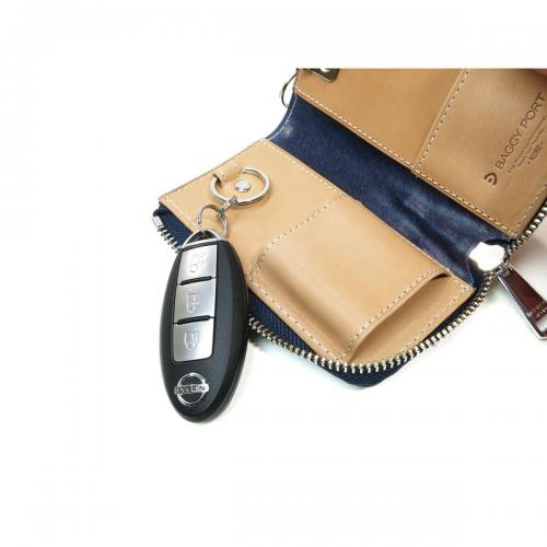 藍染レザー　ペイズリー　キーケース