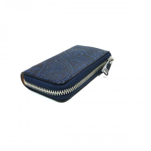 藍染レザー　ペイズリー　キーケース