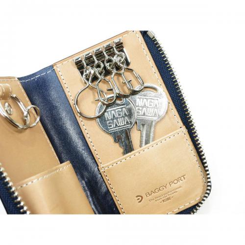 藍染レザー　ペイズリー　キーケース