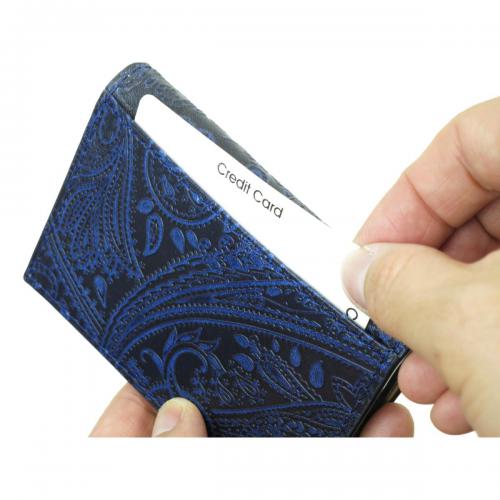 藍染レザー　ペイズリー　カードケース