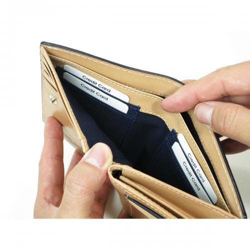 藍染レザー　ペイズリー　ハーフウォレット