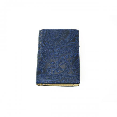 藍染レザー　ペイズリー　ハーフウォレット
