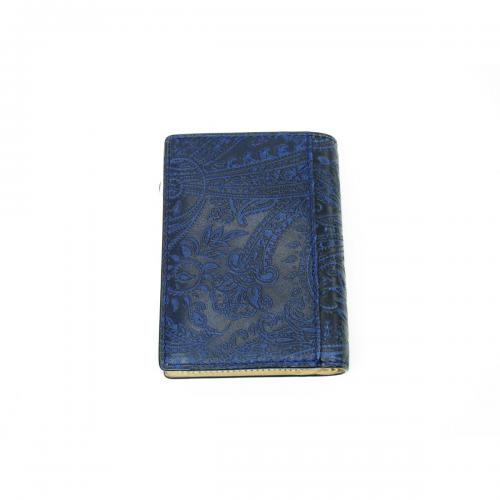 藍染レザー　ペイズリー　ハーフウォレット