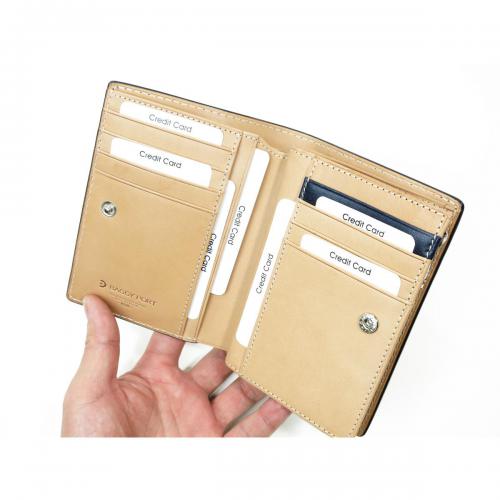 藍染レザー　ペイズリー　ハーフウォレット