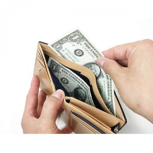 藍染レザー　ペイズリー　ハーフウォレット