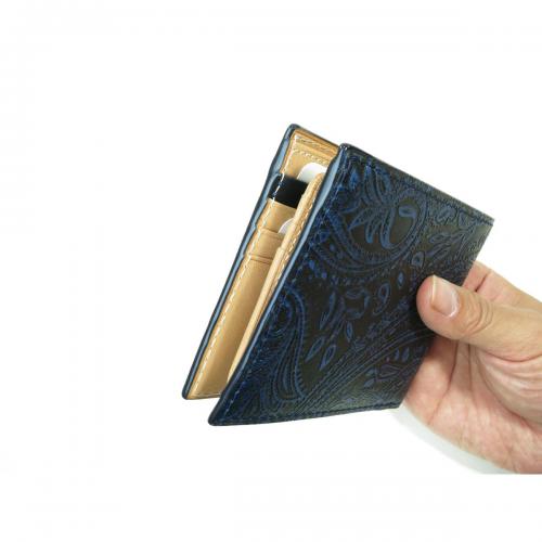 藍染レザー　ペイズリー　札入れ