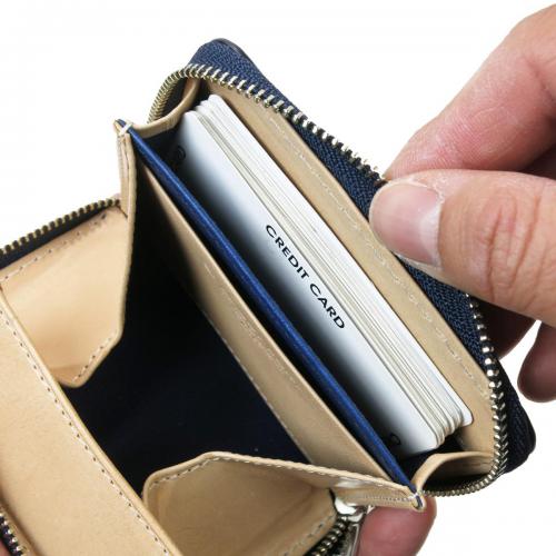 藍染レザー ペイズリー ラウンド小銭入れ