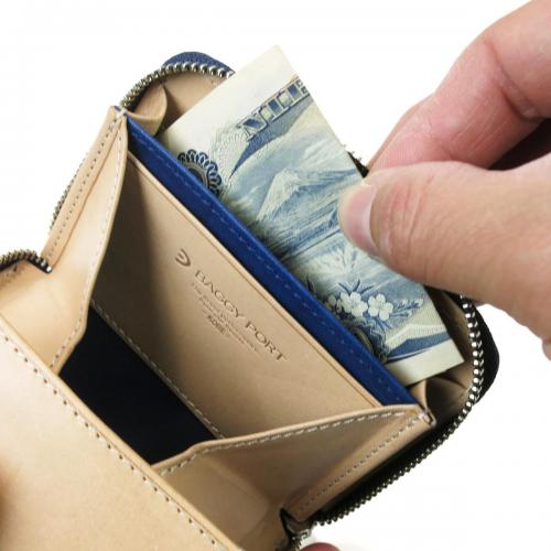 藍染レザー ペイズリー ラウンド小銭入れ