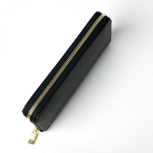 黒桟革 ラウンドファスナー長財布