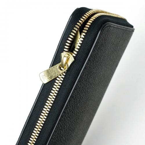 黒桟革 ラウンドファスナー長財布