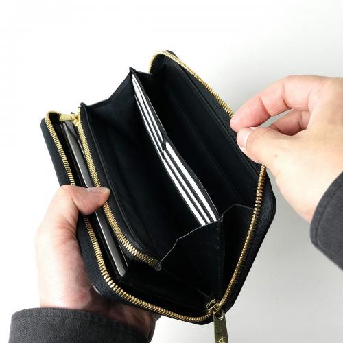 黒桟革 ラウンドファスナー長財布