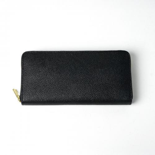黒桟革 ラウンドファスナー長財布