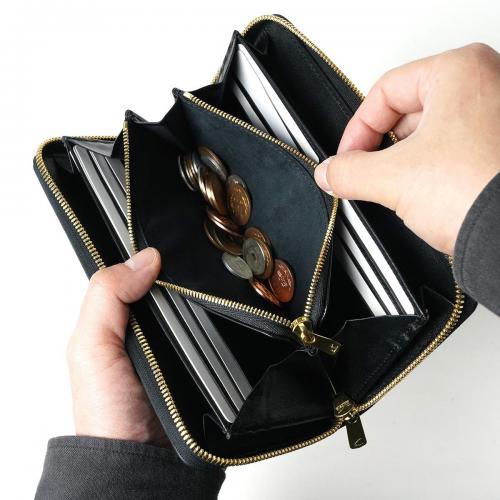 黒桟革 ラウンドファスナー長財布