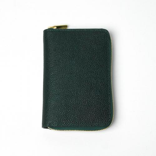 黒桟革 ラウンドファスナーハーフ財布