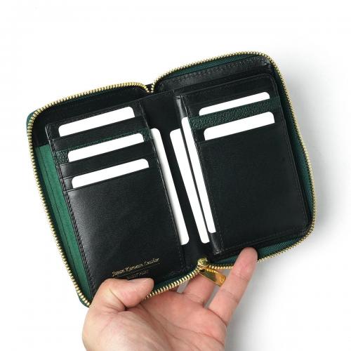 黒桟革 ラウンドファスナーハーフ財布