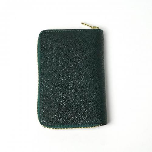 黒桟革 ラウンドファスナーハーフ財布