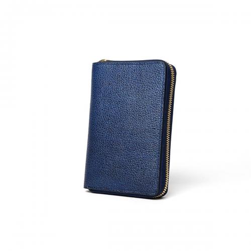 黒桟革 ラウンドファスナーハーフ財布