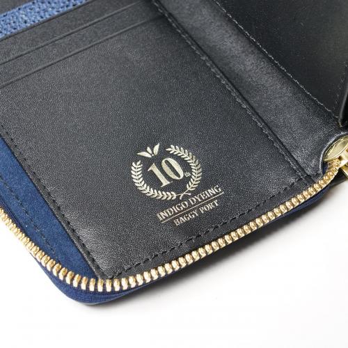 黒桟革 ラウンドファスナーハーフ財布