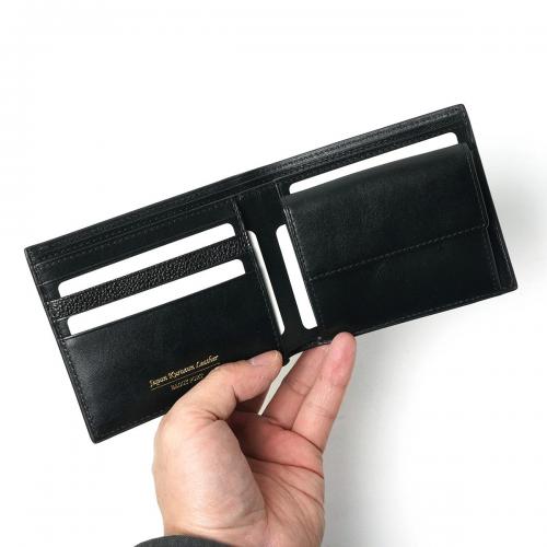 黒桟革 二つ折り財布