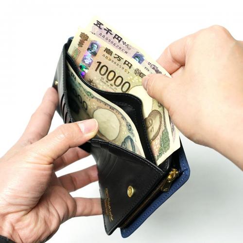 藍染め ヌバック コンパクトハーフ財布