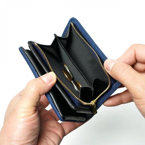 藍染め ヌバック コンパクトハーフ財布