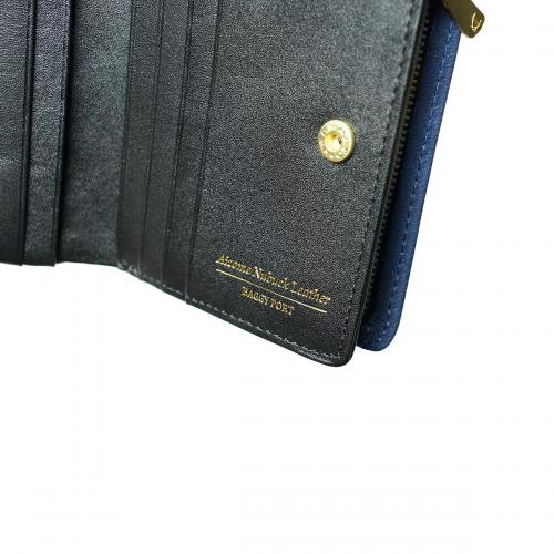 藍染め ヌバック コンパクトハーフ財布