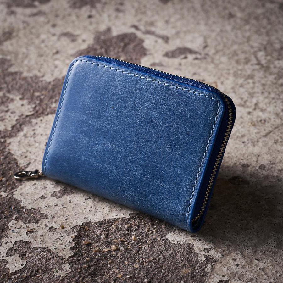 藍染レザー ラウンドファスナー小銭入れ