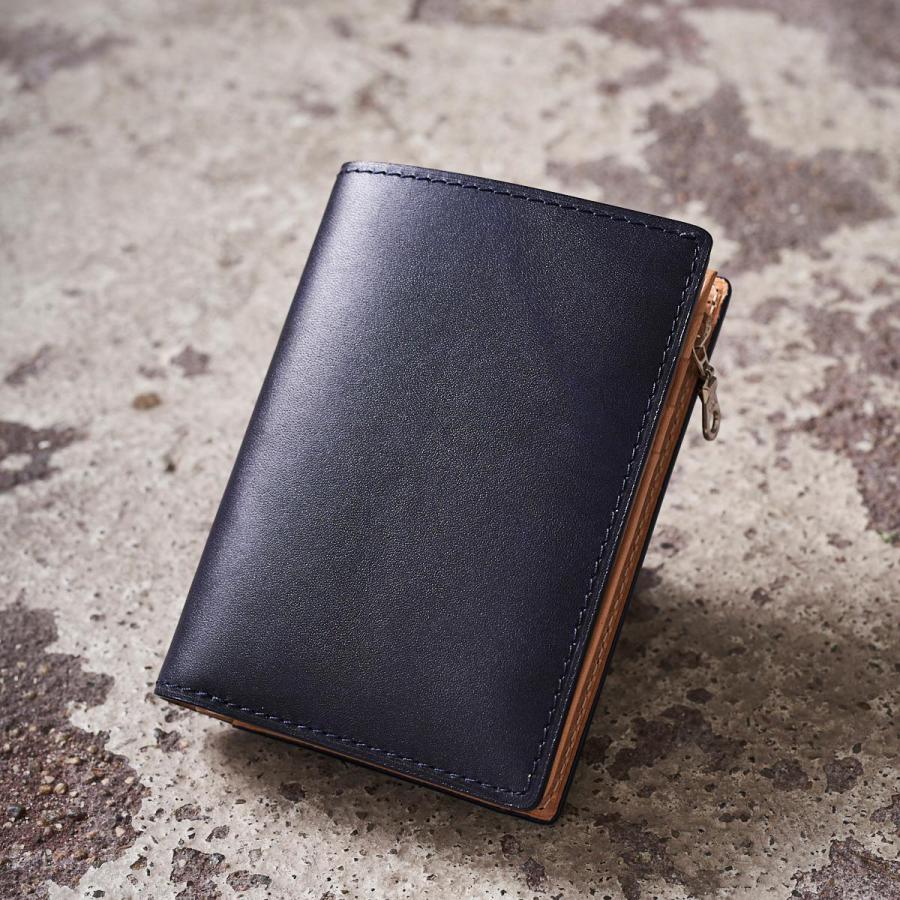 藍染めレザー ハーフ財布