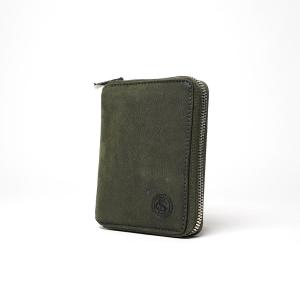 WAXED ELK Leather ラウンドファスナー ミドルウォレット