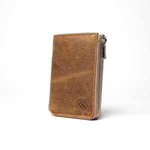 WAXED ELK Leather L字ファスナー ミドルウォレット