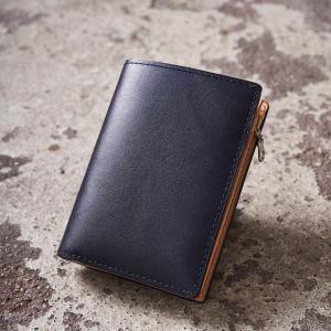 藍染めレザー ハーフ財布