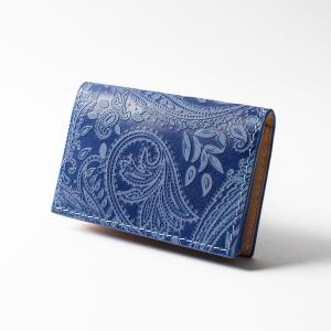 藍染レザー　ペイズリー　カードケース