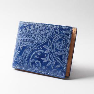 藍染レザー　ペイズリー　札入れ