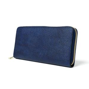 黒桟革 ラウンドファスナー長財布