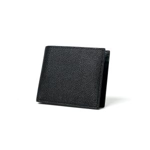黒桟革 二つ折り財布